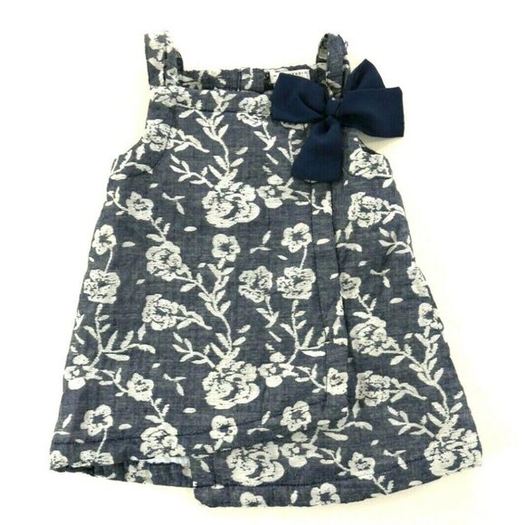 Max Studio Baby Girls 24 Month Old Dress Navy Blue White Floral - Picture 1 of 10